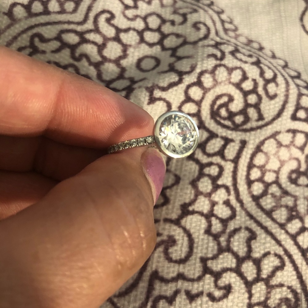 Jean Dousset silver solitaire ring.